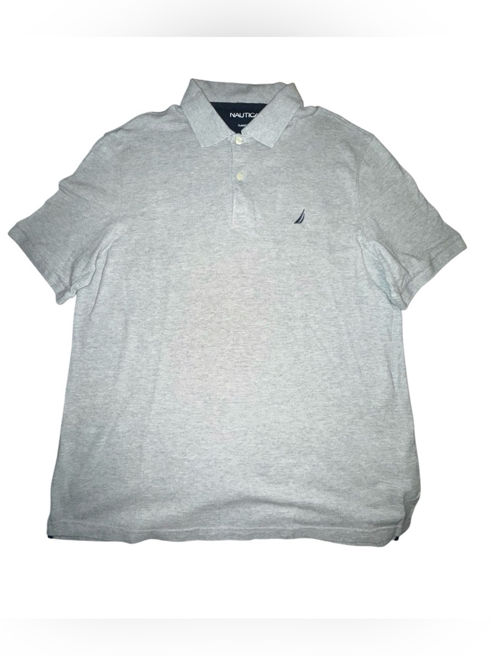 Nautica Men’s Heather Light Gray Polo with Embroidered Logo